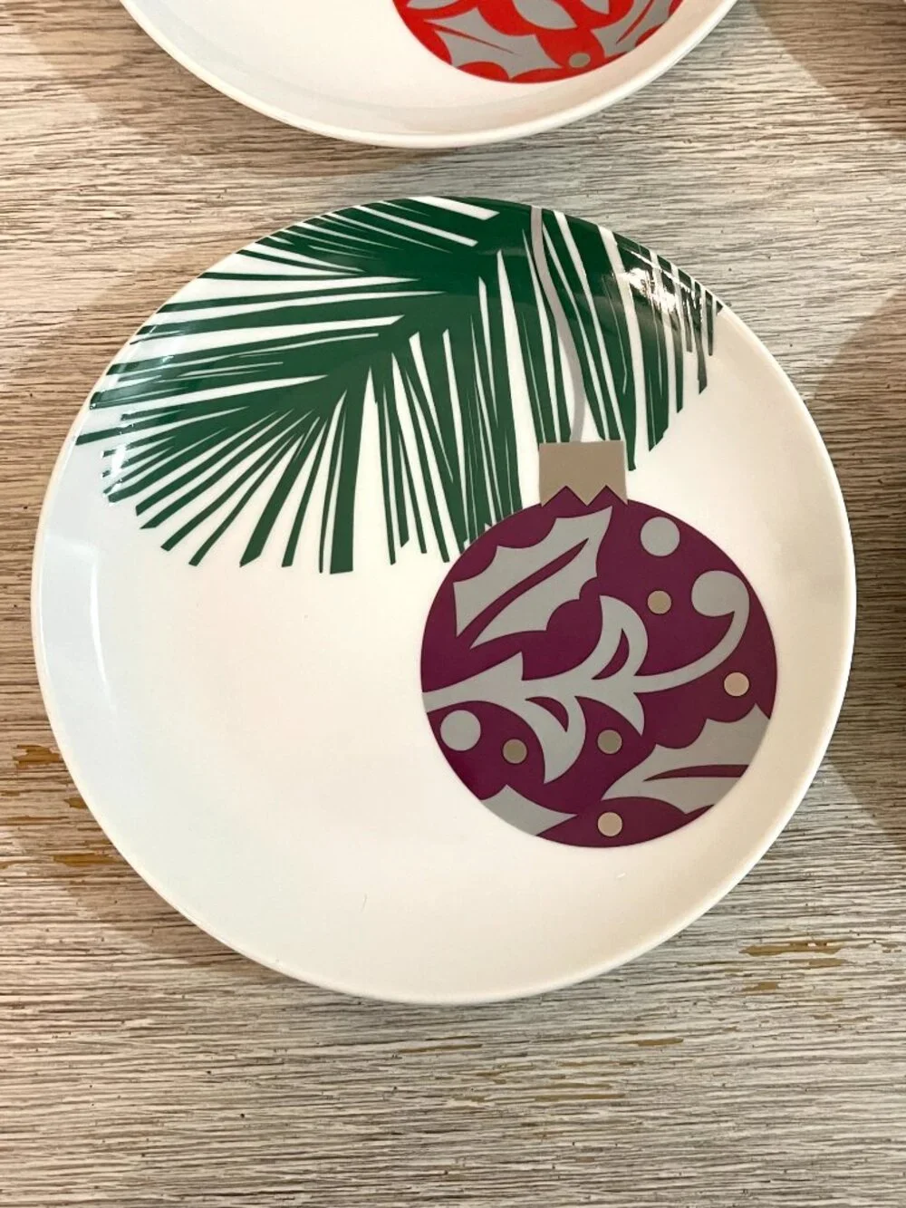 New Crate & Barrel Plates Set of 4 Holiday Ornament Christmas 6